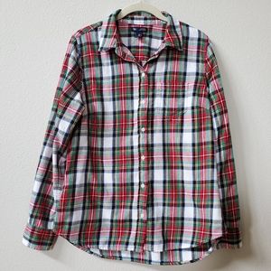 GAP Boyfriend Fit Plaid Cotton Button Up